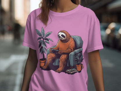 Sloth Gaming Design Relaxing Tshirt Product