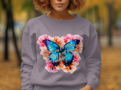 Butterfly and Flower Graphic Sweatshirt