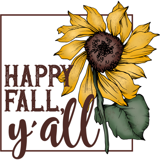 Beautiful Sunflower Artwork with Happy Fall Y'all