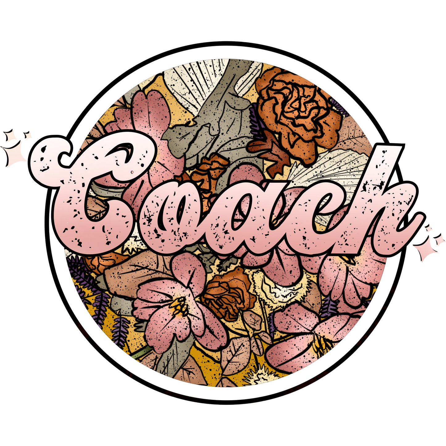 Floral Patterned Coach Design Sticker for Decor