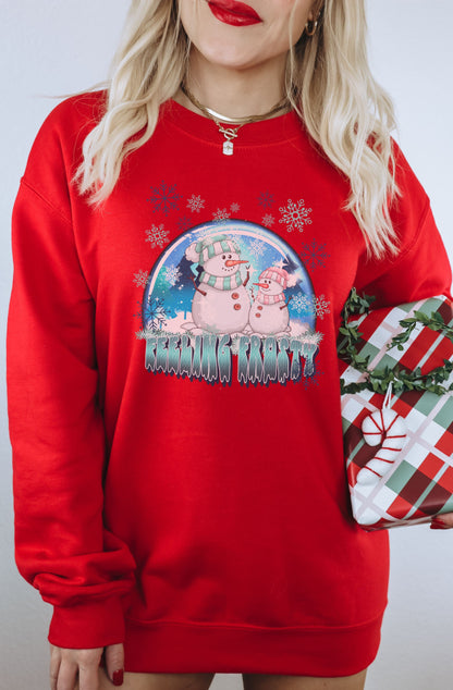 Festive Holiday Snowman Sweatshirt Keeping Frosty Design