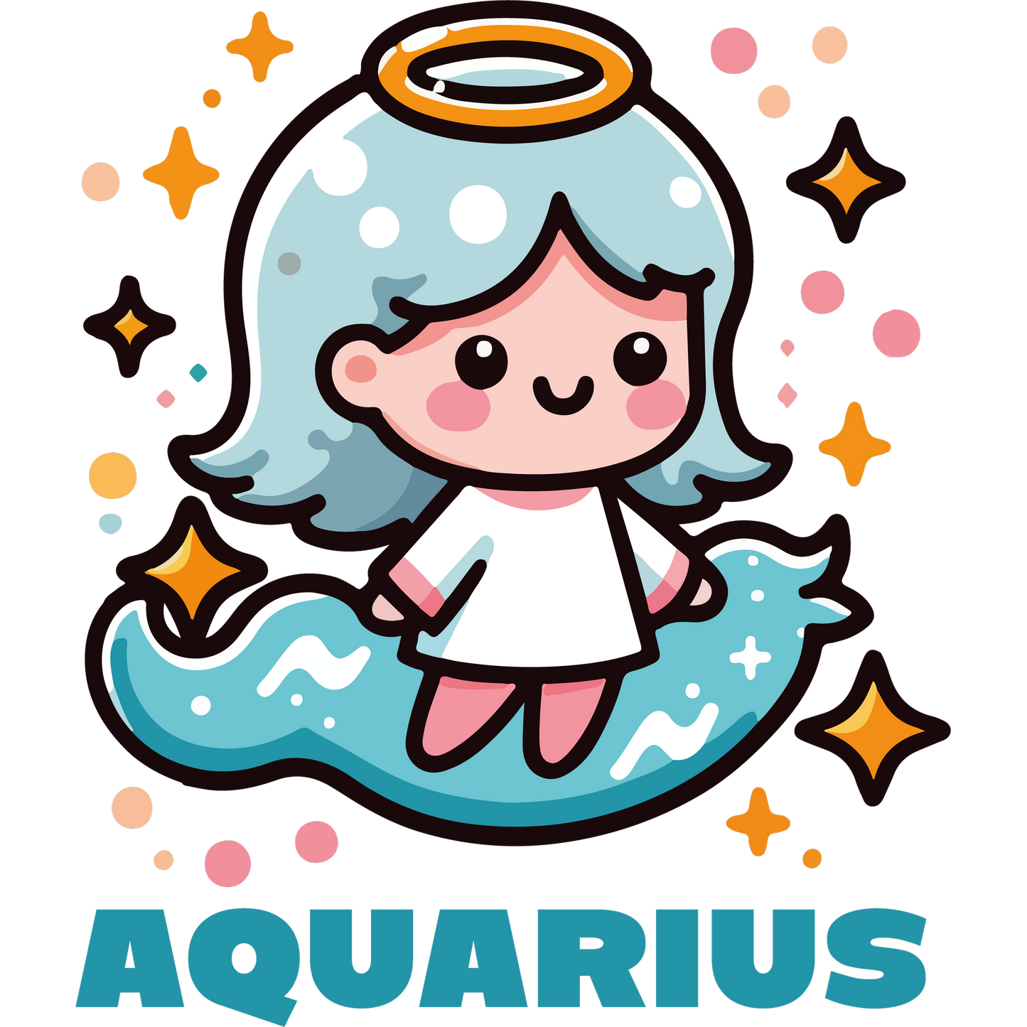 Cute Aquarius Character with Stars Image