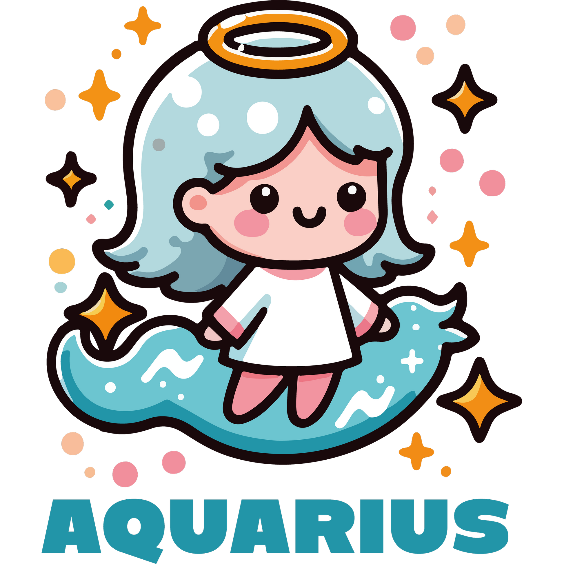Cute Aquarius Character with Stars Image