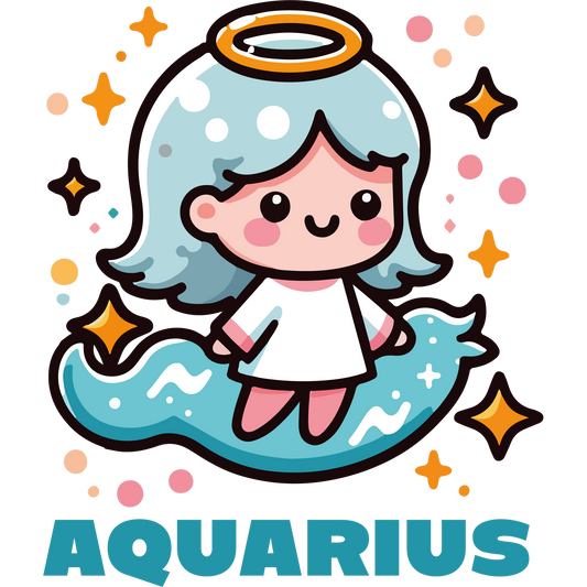 Cute Aquarius Character with Stars Image