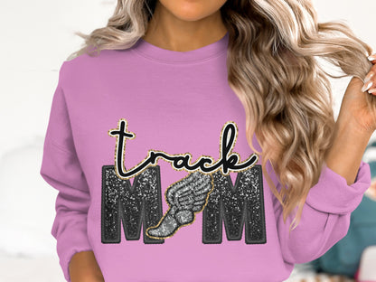 Trendy Track Mom Glitter Wing Sweatshirt