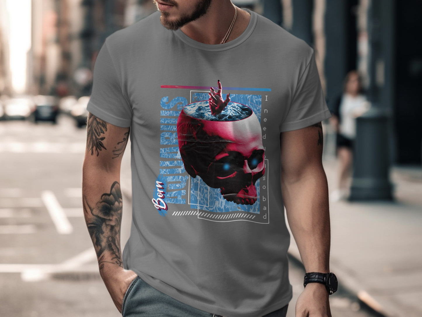 Graphic T-shirt with Unique Artistic Skull Design