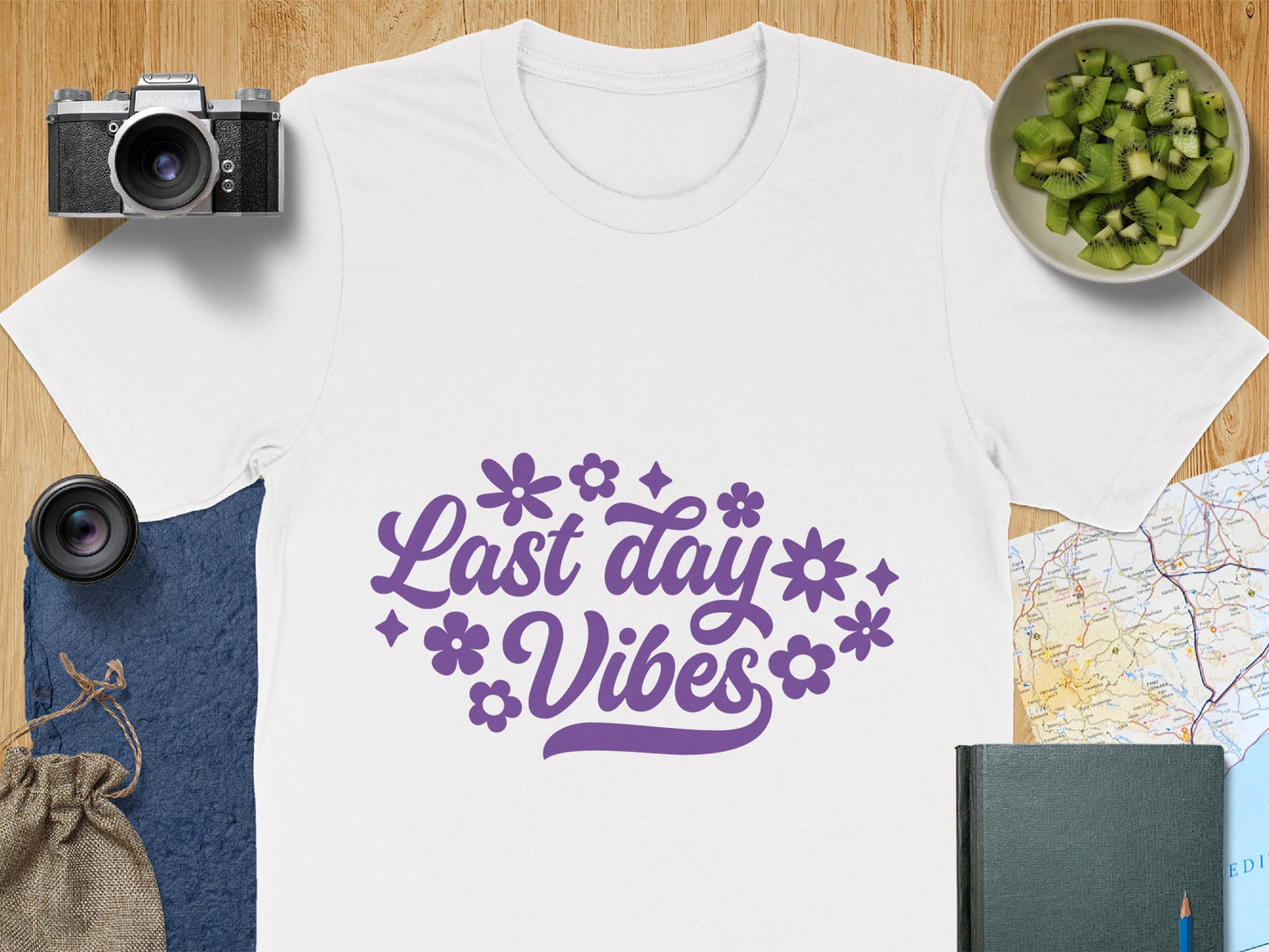Last Day Vibes T-Shirt with Floral Design