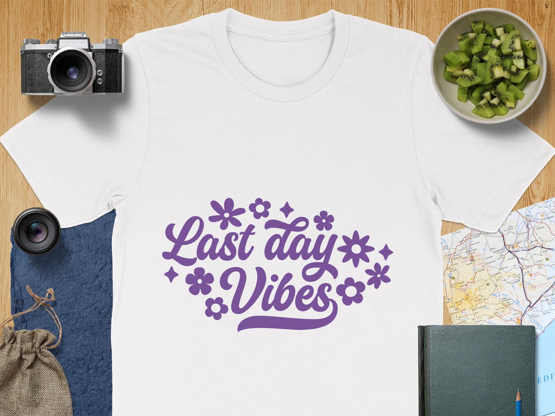 Last Day Vibes T-Shirt with Floral Design