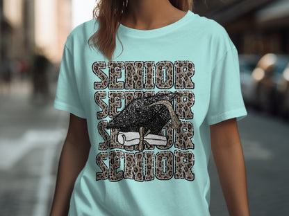 Senior Graduate Hat and Scroll Graphic Shirt