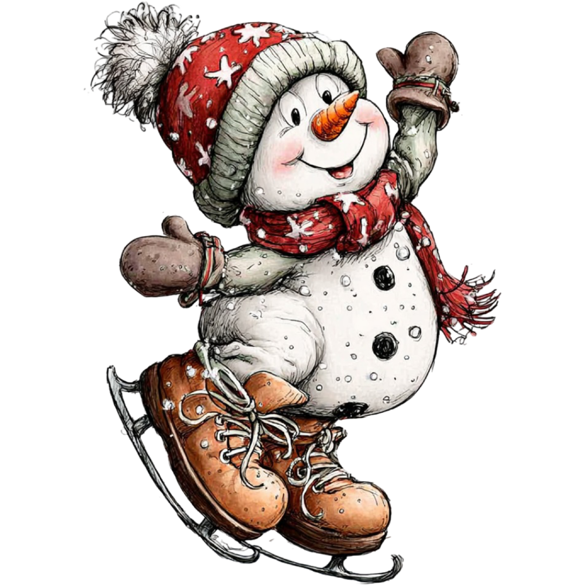 Playful Snowman with Ice Skates Winter Decor