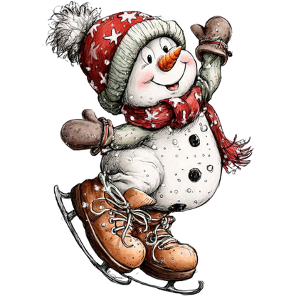 Playful Snowman with Ice Skates Winter Decor