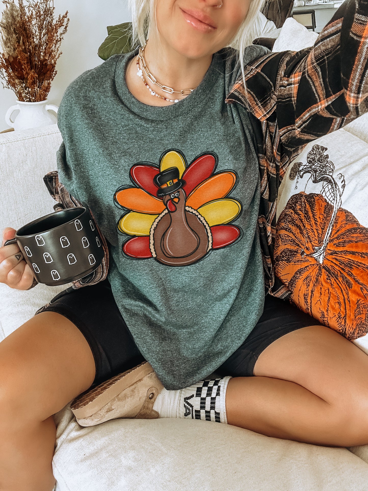 Colorful Thanksgiving Turkey Graphic Sweatshirt