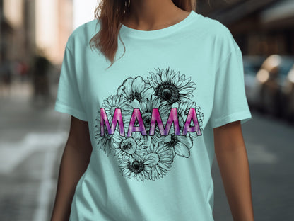 Stylish MAMA Floral Graphic Summer Tee product