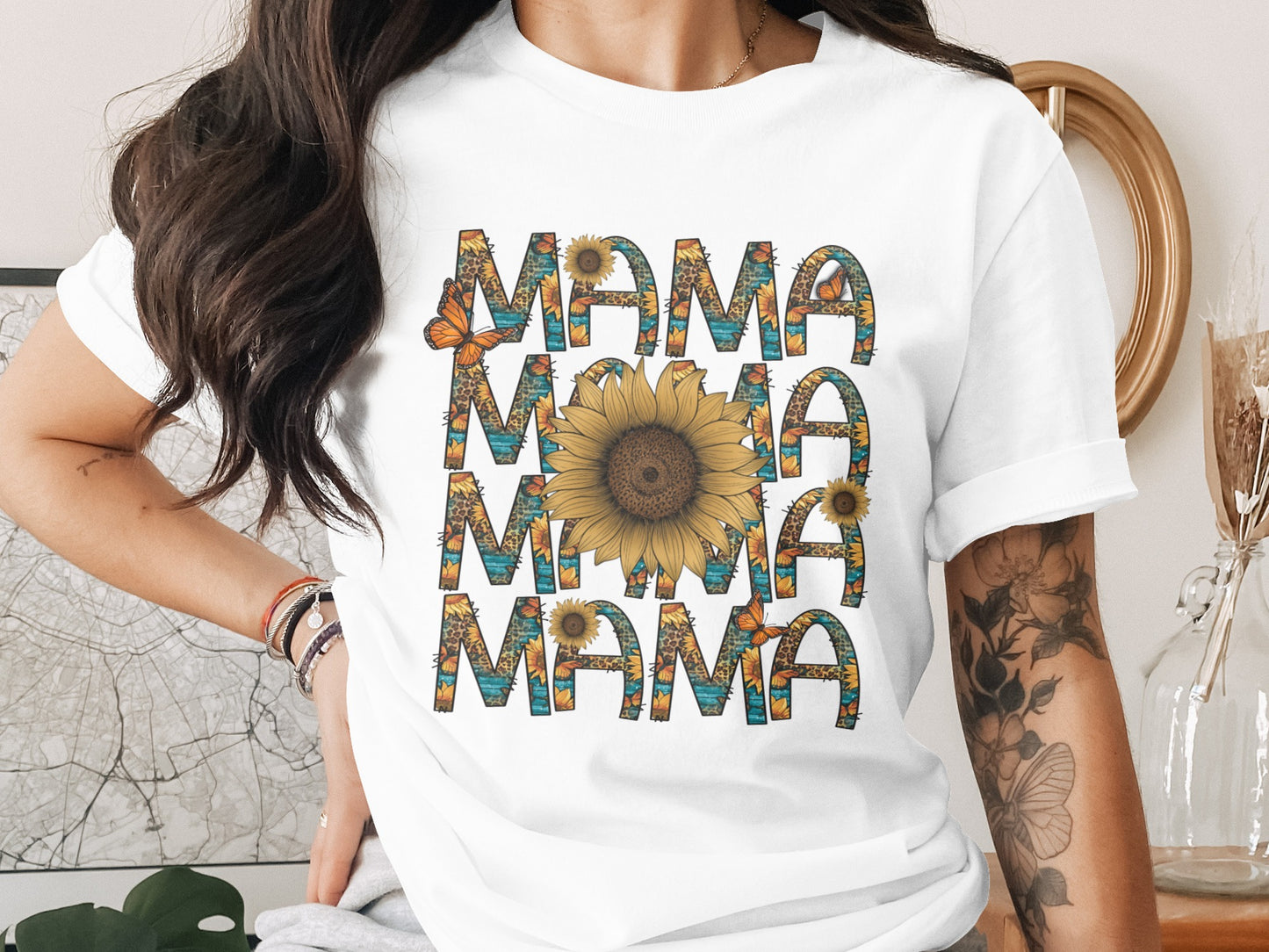 Colorful Mama Graphic Tee with Floral Design