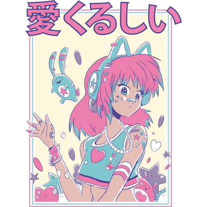 Cute Anime Girl with Pastel Colors Illustration Shirt