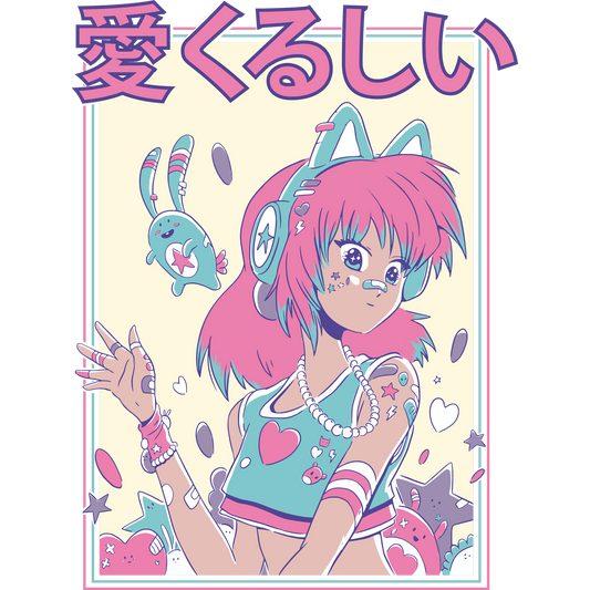 Cute Anime Girl with Pastel Colors Illustration Shirt