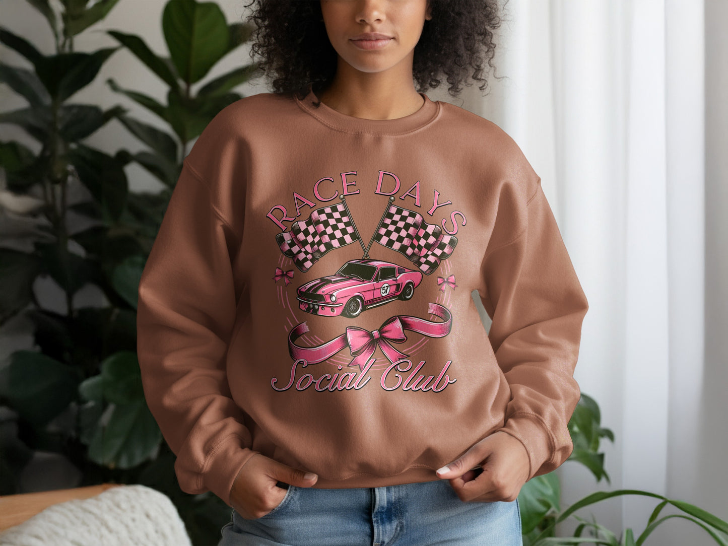 Race Days Social Club Sweatshirt with Checkered Flags