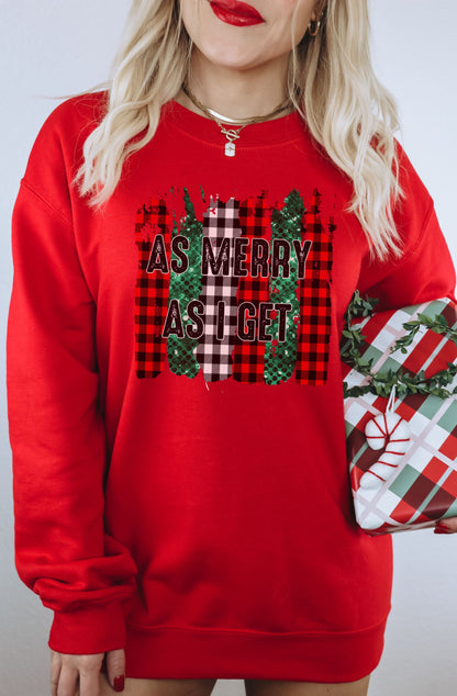 As Merry As I Get Plaid Graphic Pullover Sweatshirt