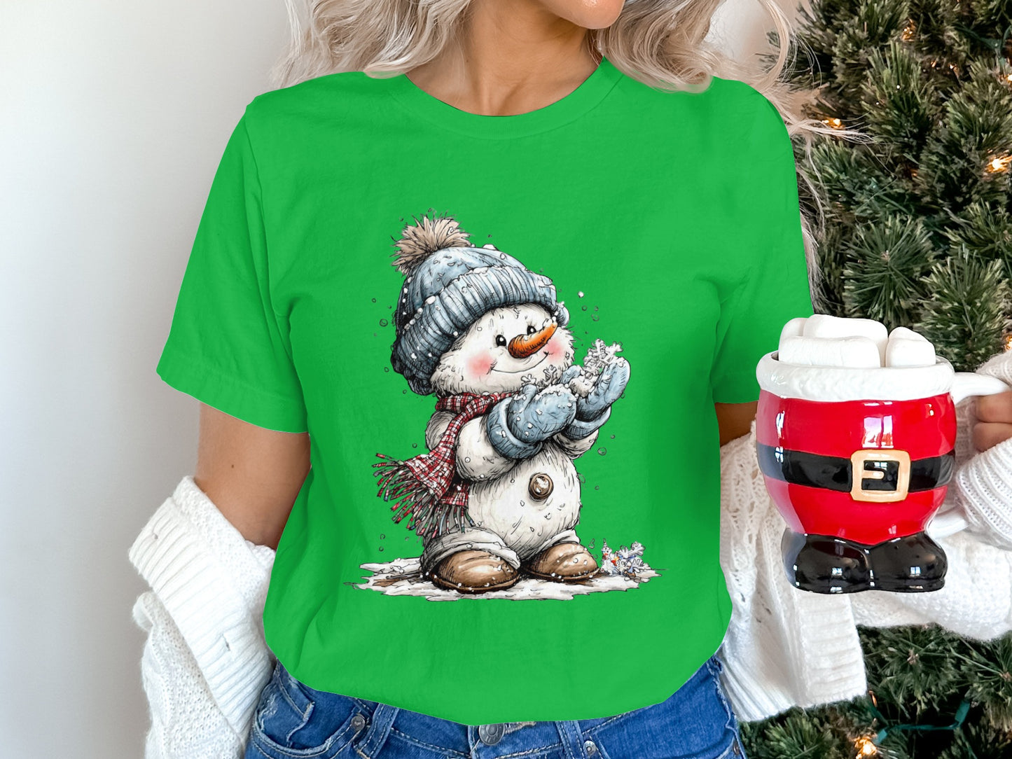 Cute Snowman with Hat and Scarf Winter T-Shirt