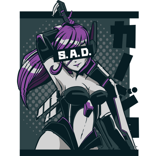 Anime Character Graphic Tee with S.A.D. Text Design