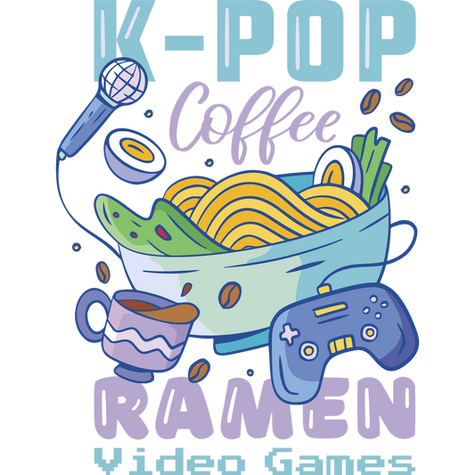 K-Pop Coffee Ramen and Video Games Themed Design