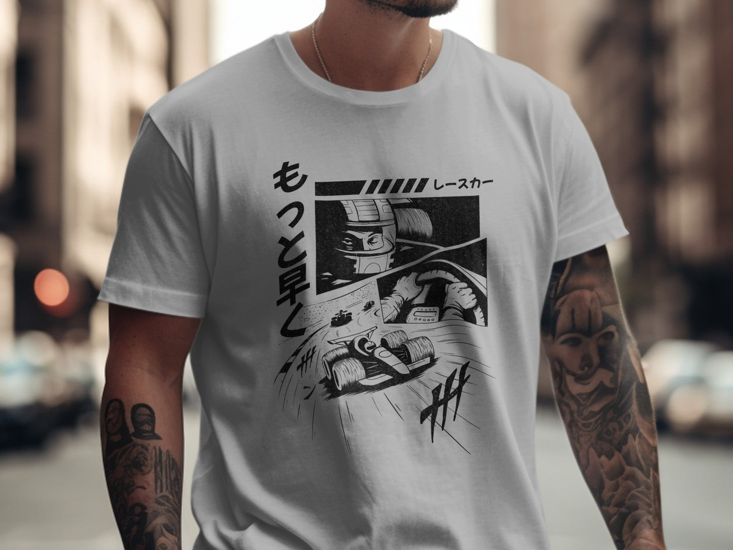 Racing Inspired Graphic Art Style Printed Shirt