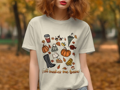 Fall Makes Me Basic Graphic T-Shirt For Autumn