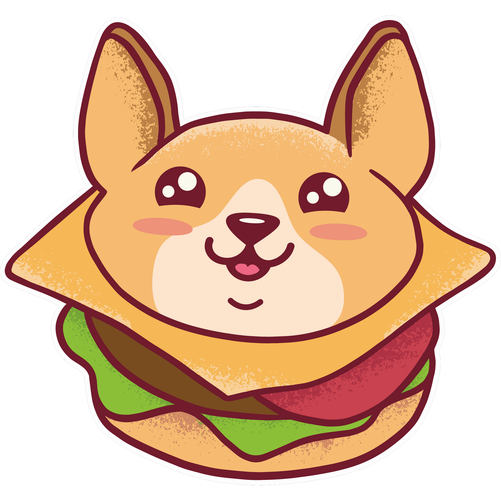 Cute Shiba Inu Burger Sticker Adorable Dog Cartoon