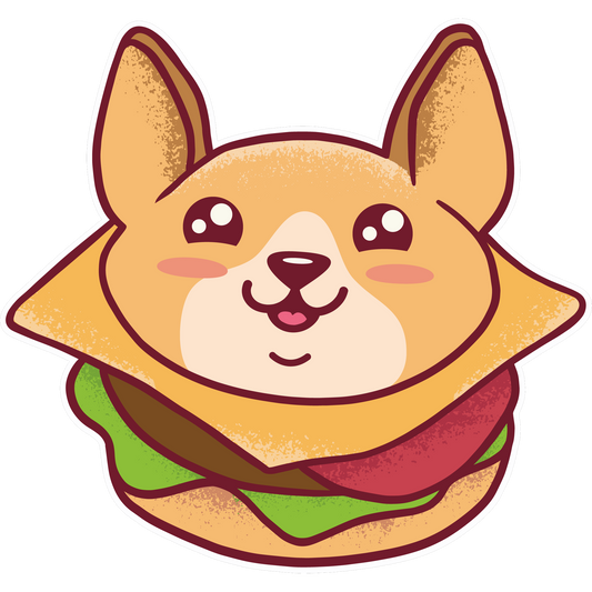 Cute Shiba Inu Burger Sticker Adorable Dog Cartoon