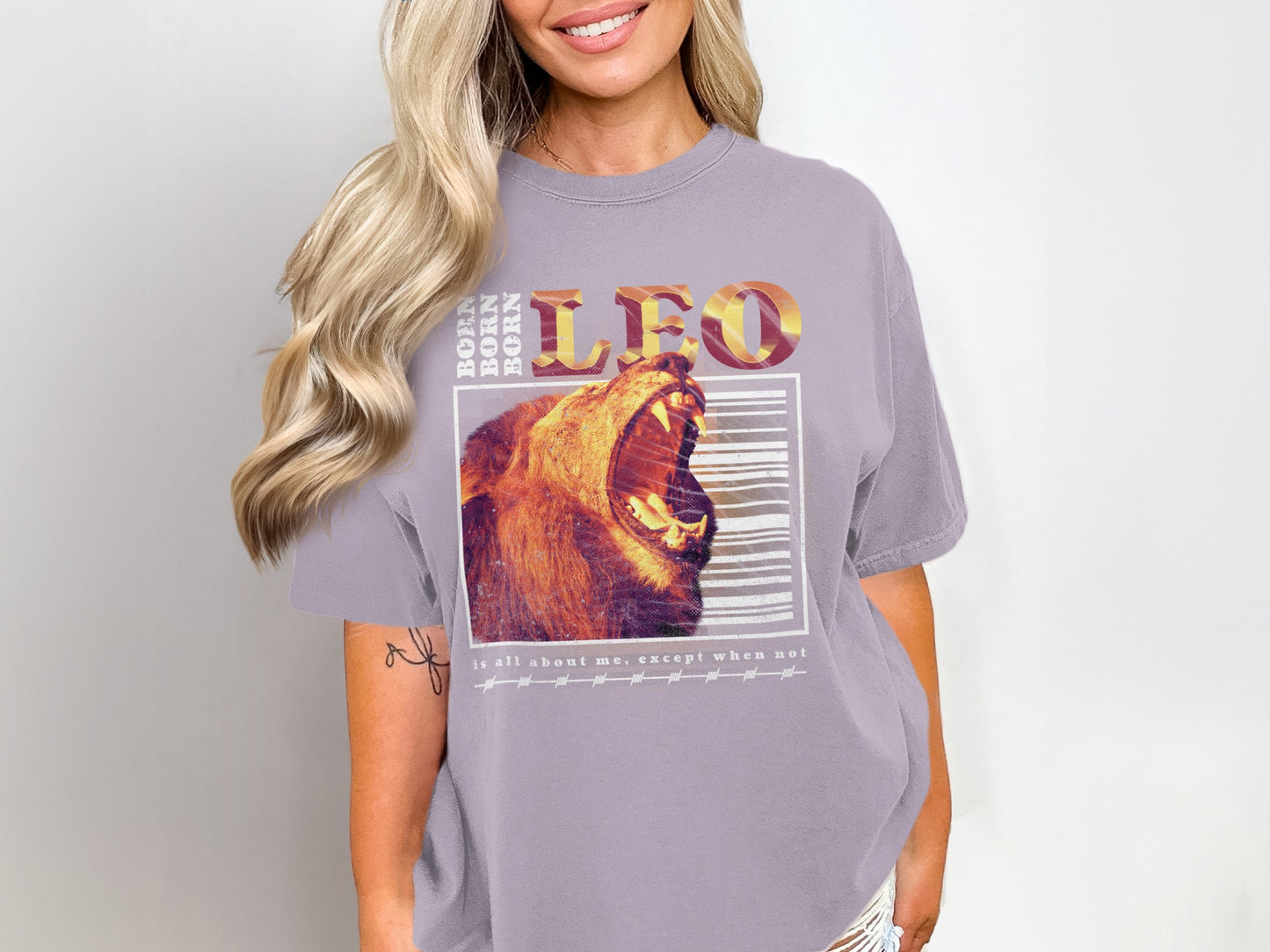 Bold Leo Design Born to Roar Graphic Casual T-Shirt