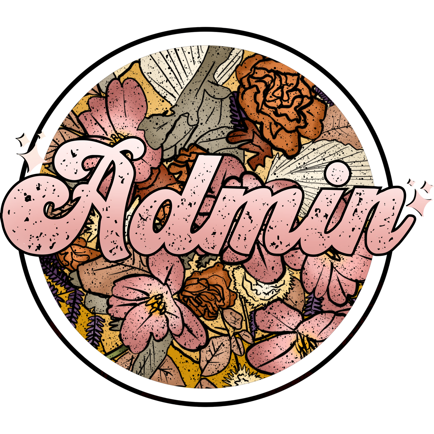 Floral Admin Design Sticker for Office Supplies