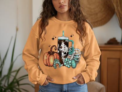 Pumpkin and Mug Cozy Fall Vibes Sweatshirt product type