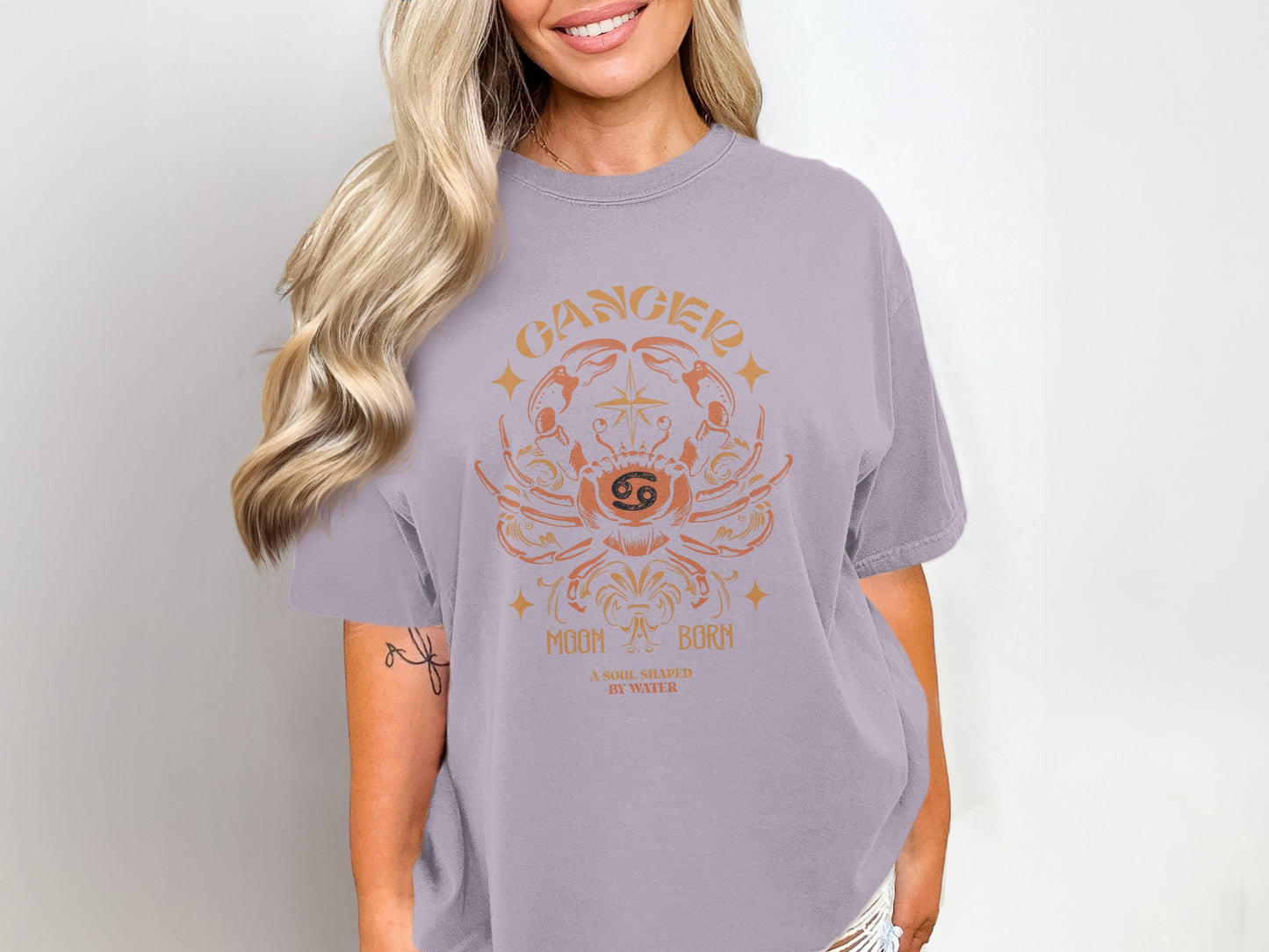 Vintage Zodiac Cancer Graphic Tee Shirt Design