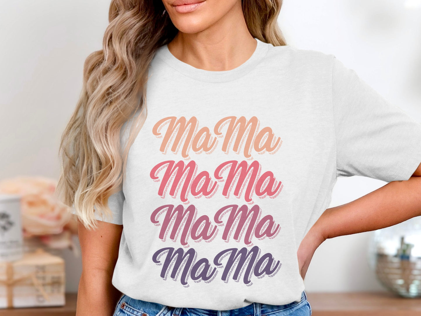 MaMa Pastel Ombre Design Casual T-Shirt