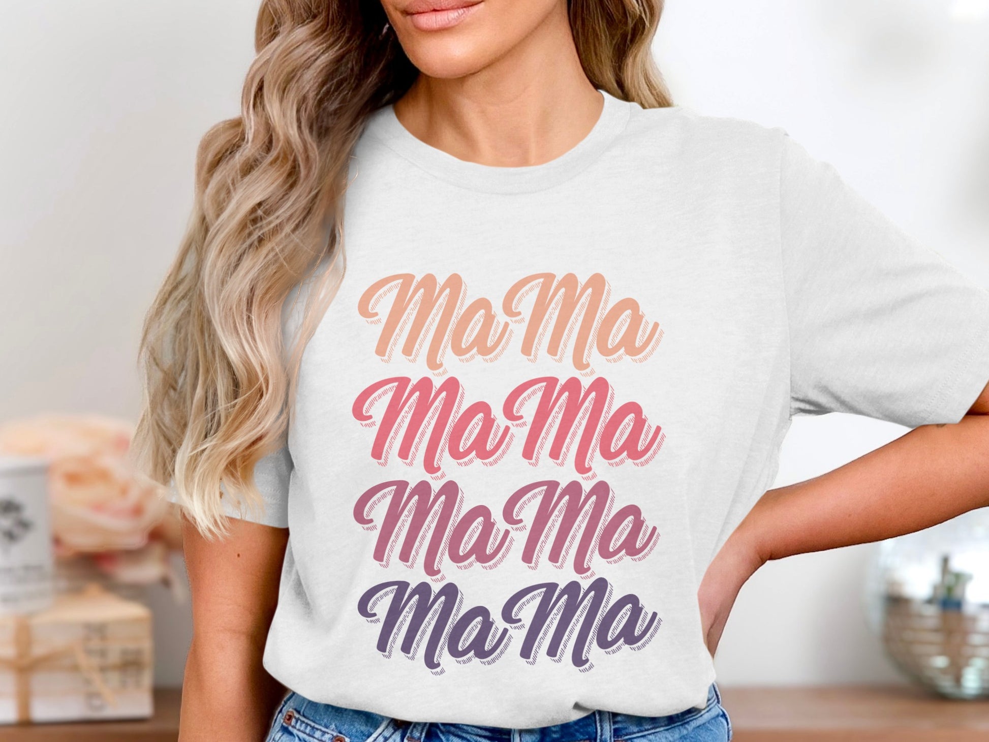 MaMa Pastel Ombre Design Casual T-Shirt