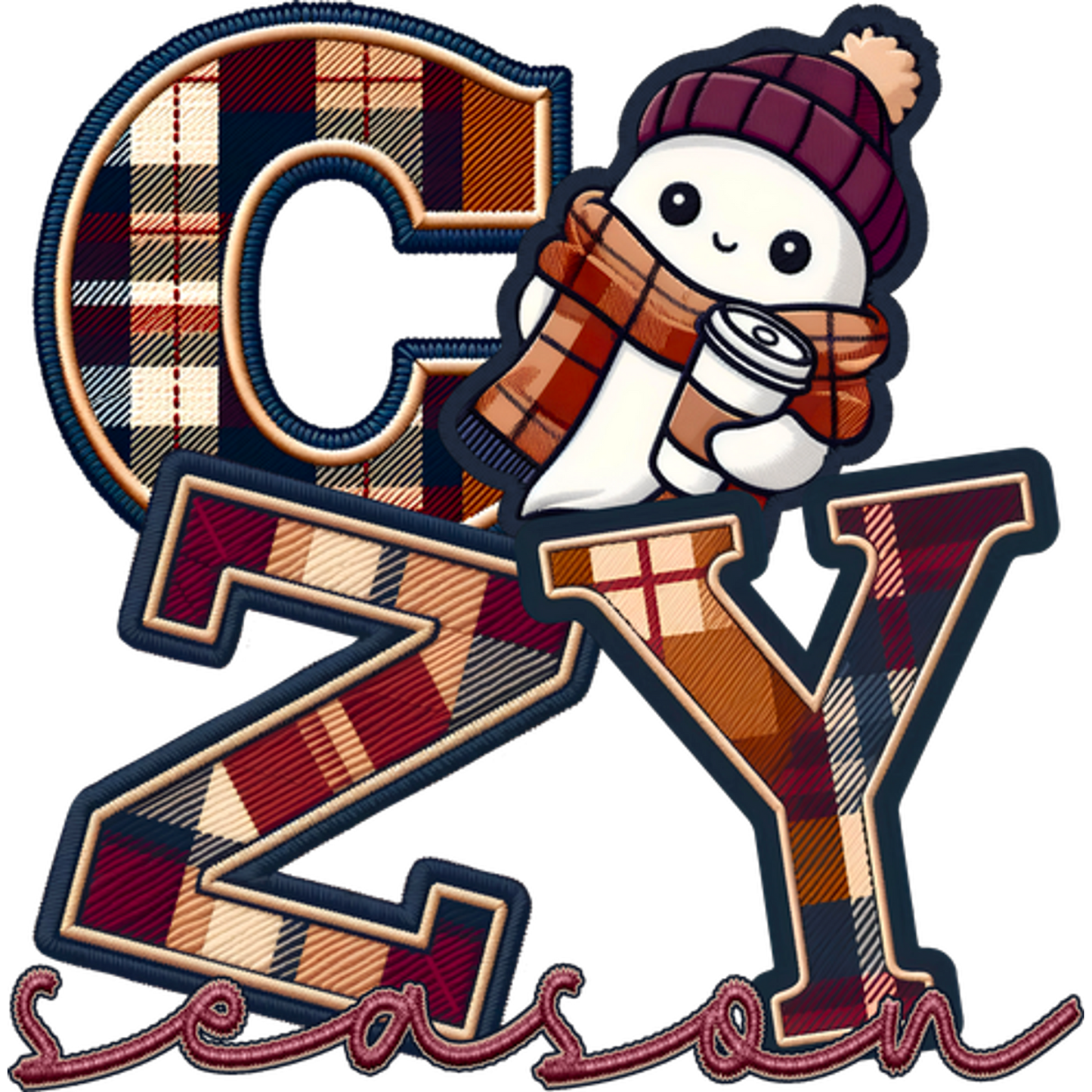 Cozy Season Coffee Ghost Plaid Decor Product