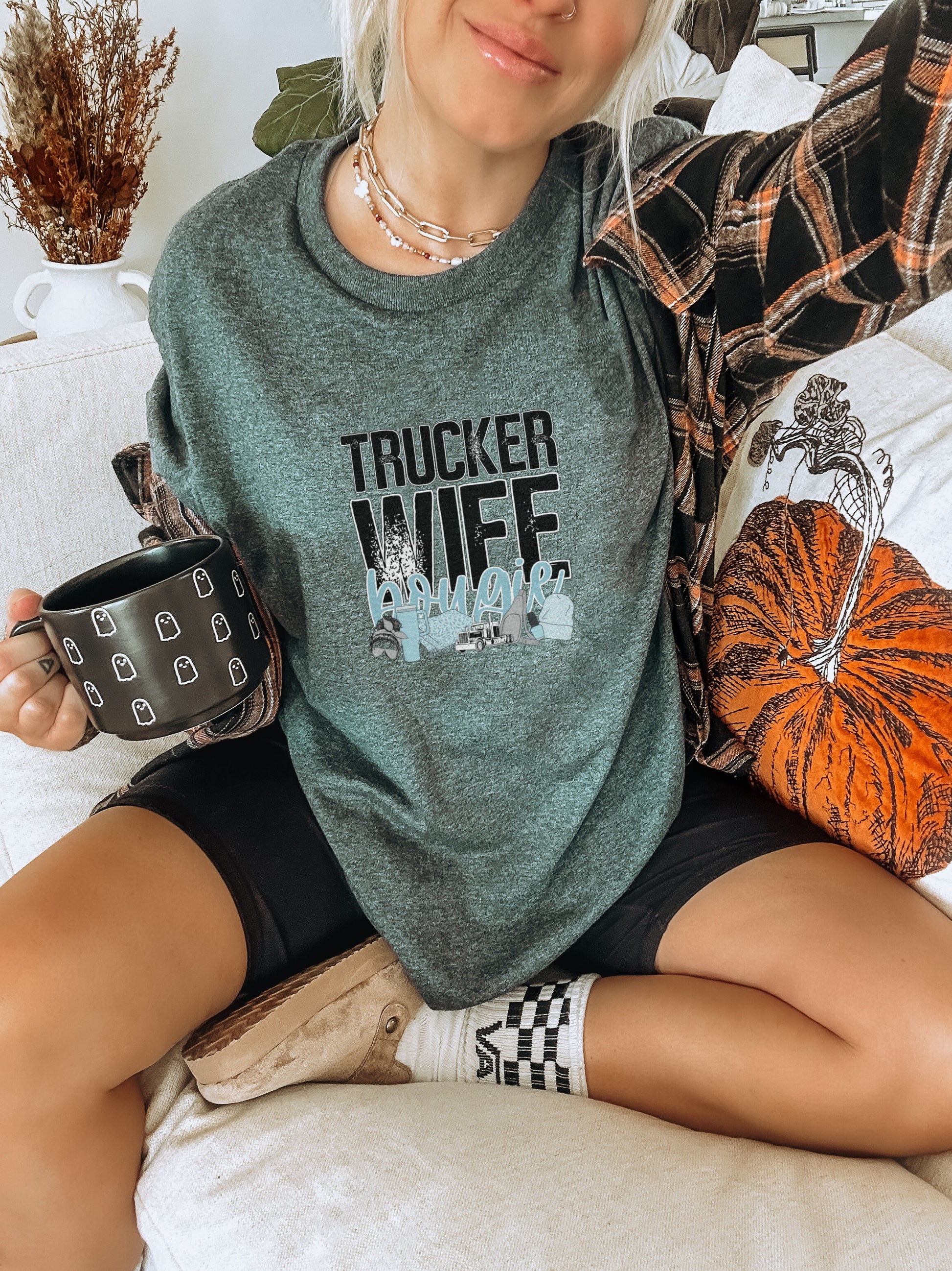 Trucker Wife Halloween Graphic Tee Unique Apparel