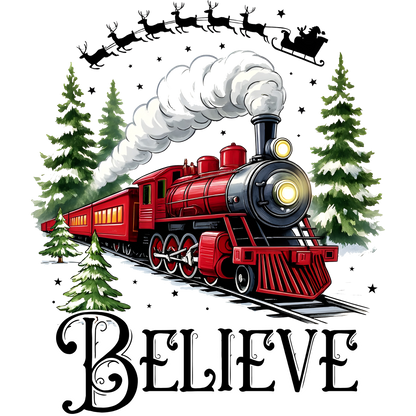 Believe Santa Train Christmas Art Print
