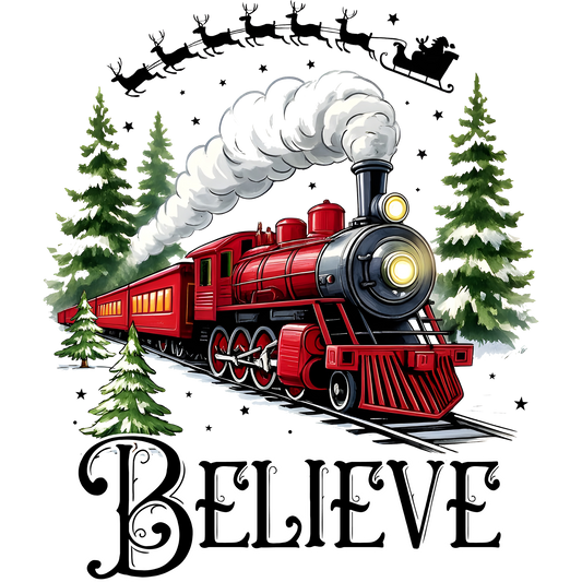 Believe Santa Train Christmas Art Print