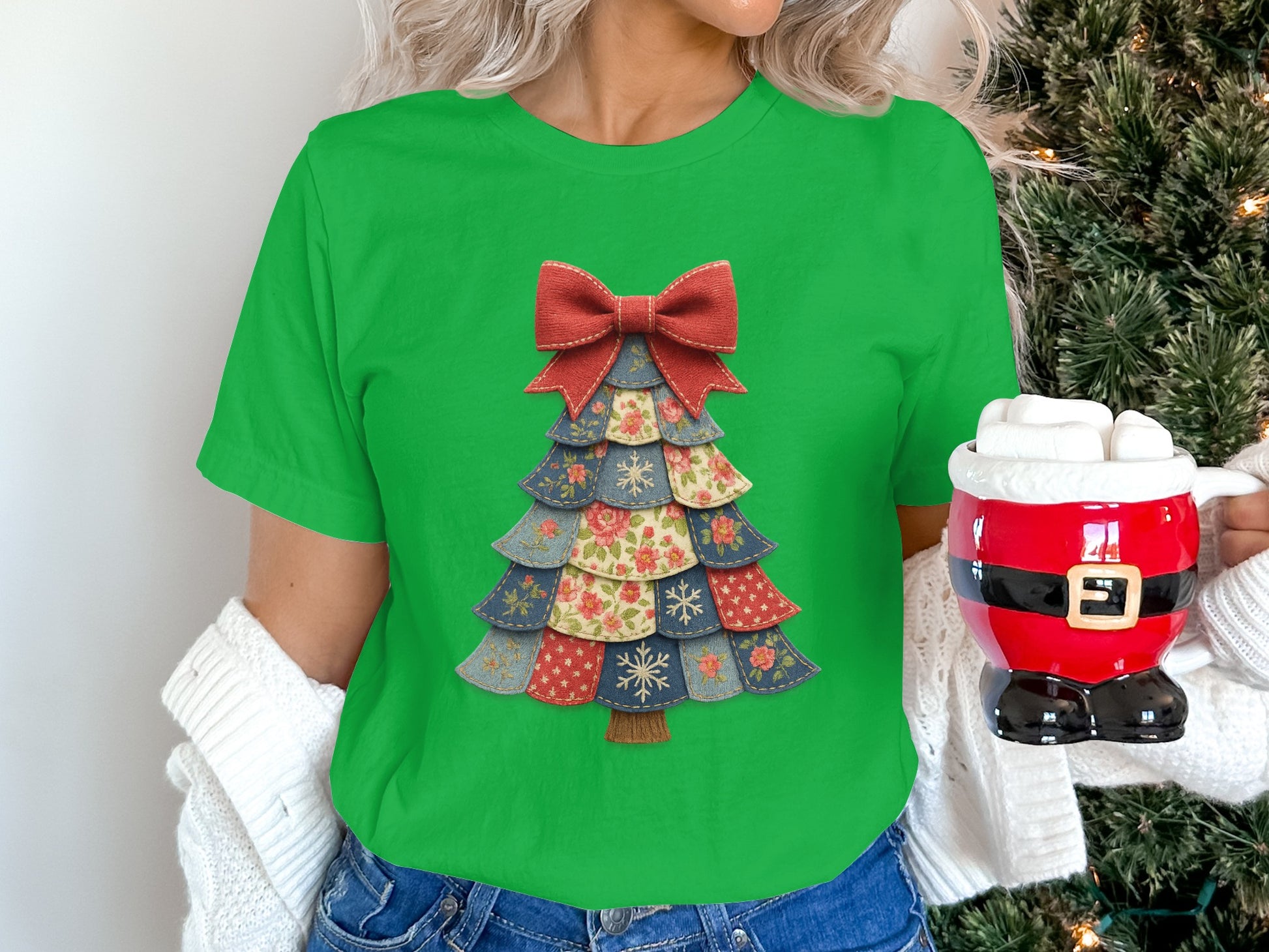 Christmas Tree Shirt with Patchwork Design