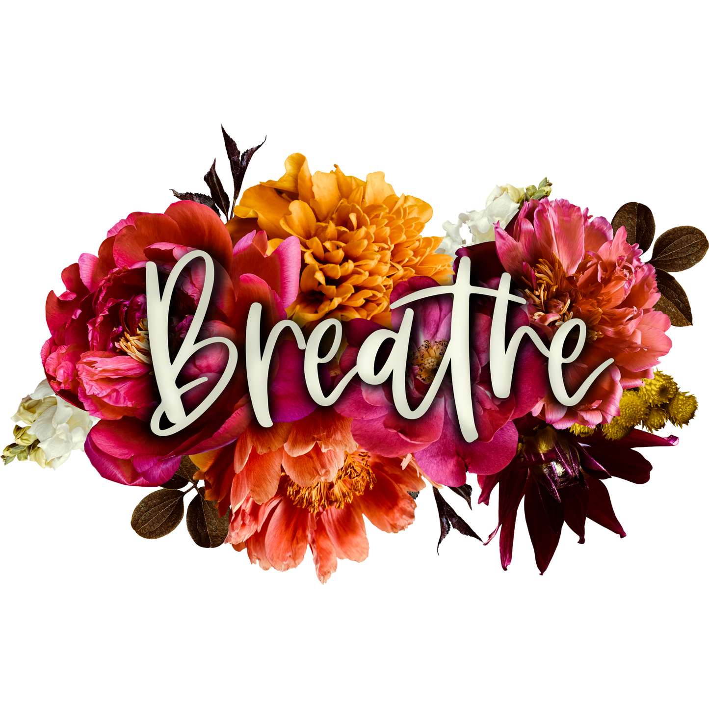 Vibrant Floral Design with Inspirational Breathe Decor