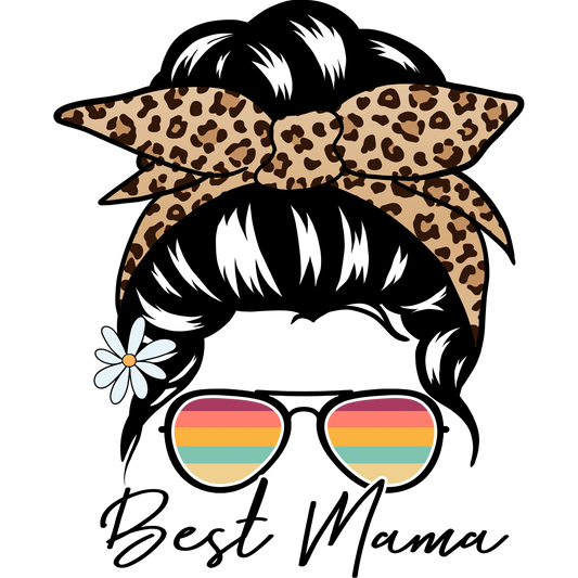 Best Mama with Leopard Print Hair Bow design