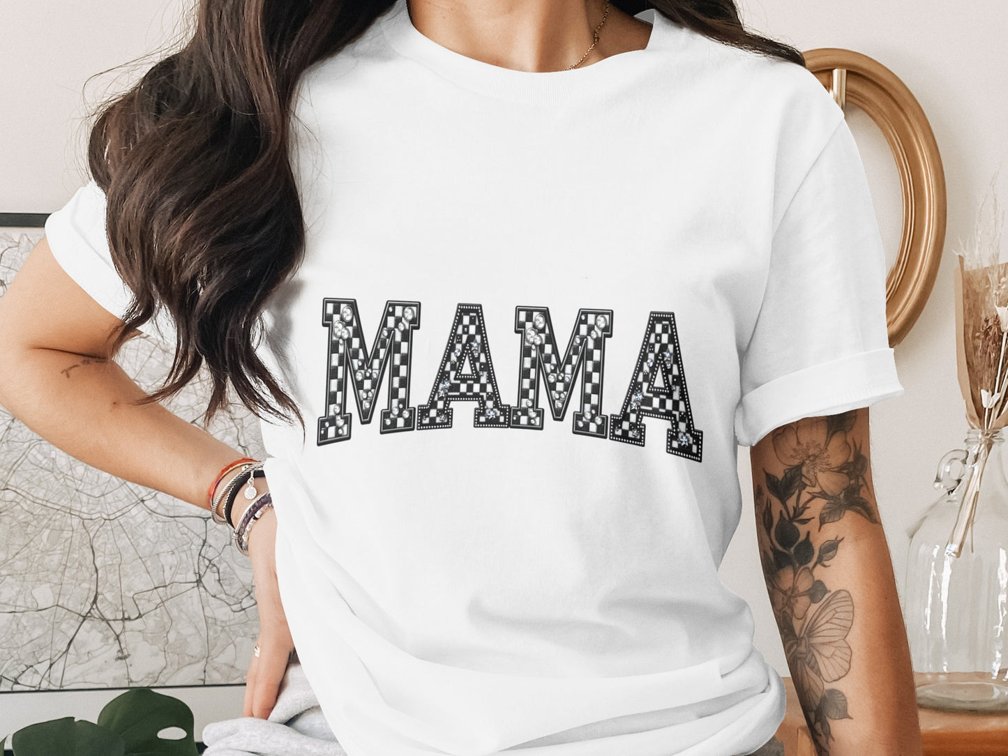 Stylish Mama Graphic White T-shirt for Moms