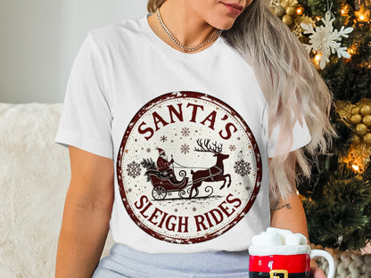 Santa's Sleigh Rides Christmas Graphic Tee