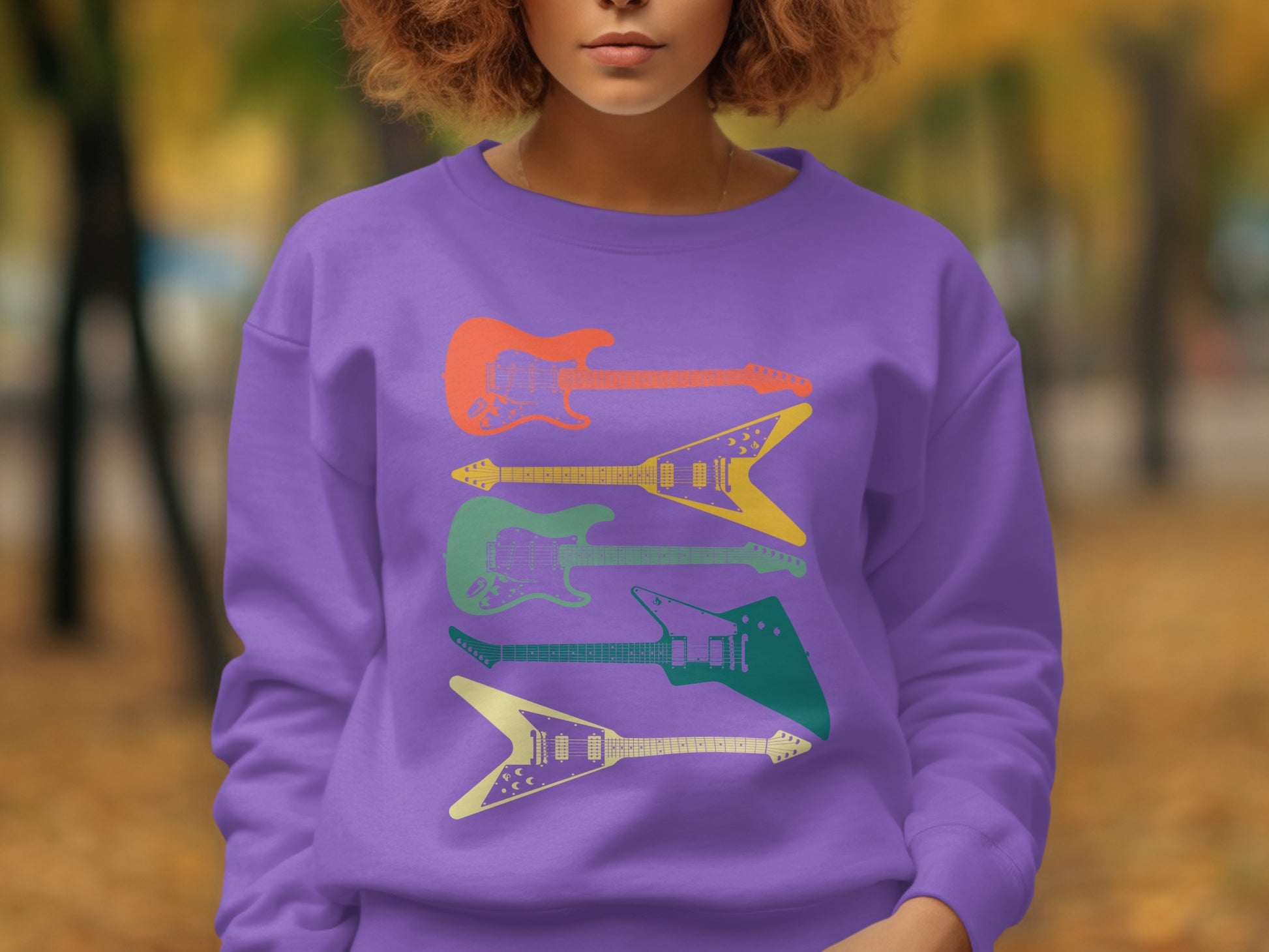 Colorful Retro Electric Guitars Sweatshirt