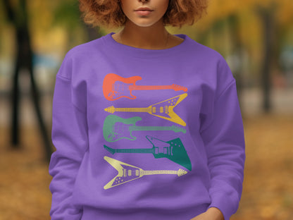Colorful Retro Electric Guitars Sweatshirt