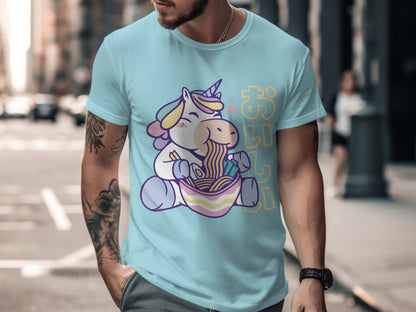 Cute Unicorn Eating Ramen Oishii T-shirt