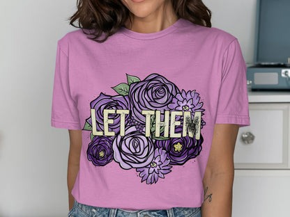 Let Them Purple Floral Graphic Tee