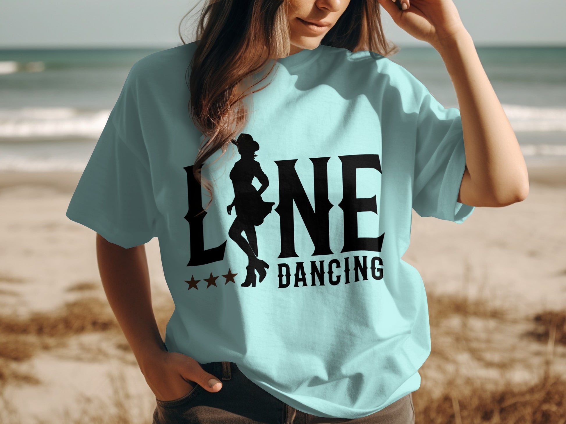 Trendy Line Dancing Graphic T-Shirt for Beach Fun