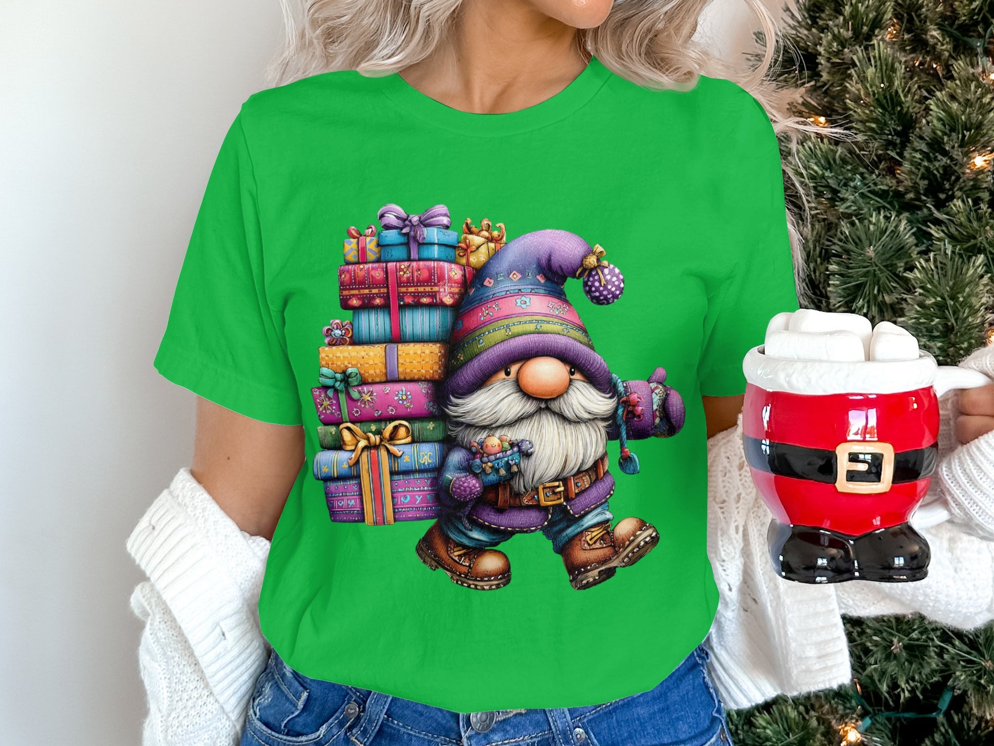 Christmas Gnome T-Shirt With Holiday Gift Design